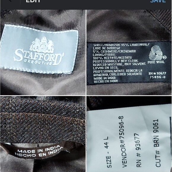 Stafford Plaid Wool Cashmere 3 Button Blazer - Picture 10 of 11